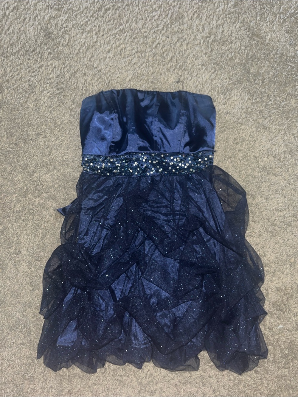 Navy Sparkle Tulle Homecoming Dress